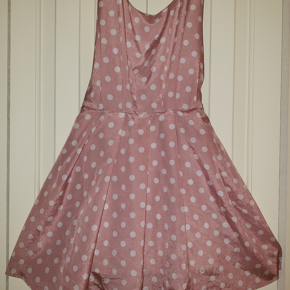Pink polka dot mini dress